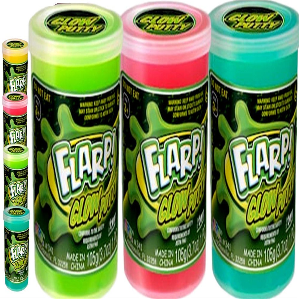 JA-RU Flarp Putty Glow in The Dark Scented Noise Putty (3 Units) Squishy Shine Neon Colors, Noise Putty Slime, Autism Stress Toy, Party Favors for Kids Boys & Girls. Plus 1 Bouncy Ball 341-3p