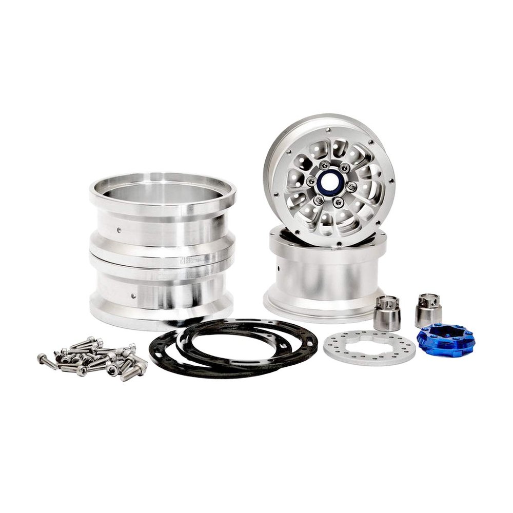 HoBao 230117S CNC Aluminum 1.9" Beadlock Ring 6 Spoke Wheels (2) Silver