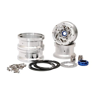 HoBao 230118S CNC Aluminum 1.9" Beadlock Ring Wheels Set Silver