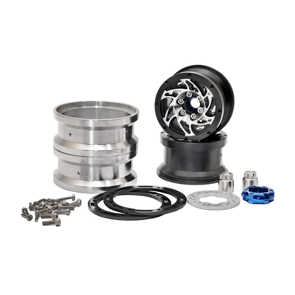 HoBao 230118B CNC Aluminum 1.9" Beadlock Ring Wheels 2 Black