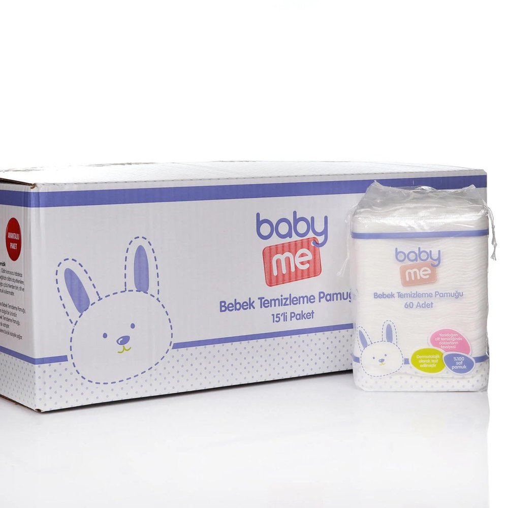100% Cotton Baby Pads, (Total 900 Counts in 15 Packs) Squares Cotton pad for Baby Care Pads (15 Pack)