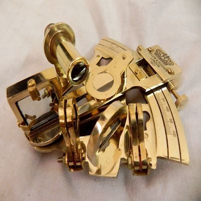 shaheera.nautical 5" Polished Premium Brass Nautical Sextant with Decorative Rosewood Handcrafted Luxurious Case | Pirate's Premium Nautical Decor Gifts & Collectibles C