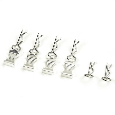 MOHERO Metal RC Body Clips Pins with Pull Tabs for 1/10 Axial SCX10 RC Model Crawler Car Pack of 6 (Silver)