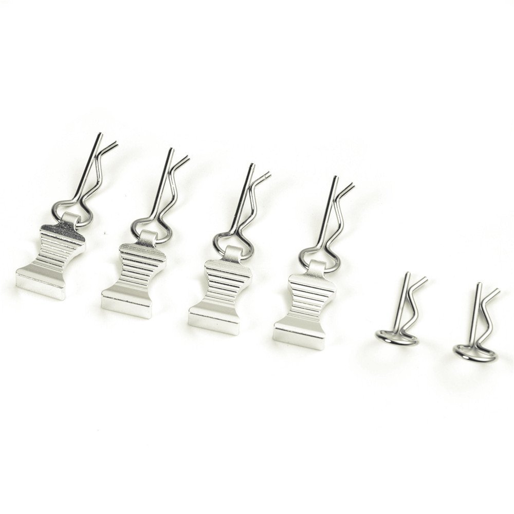 MOHERO Metal RC Body Clips Pins with Pull Tabs for 1/10 Axial SCX10 RC Model Crawler Car Pack of 6 (Silver)