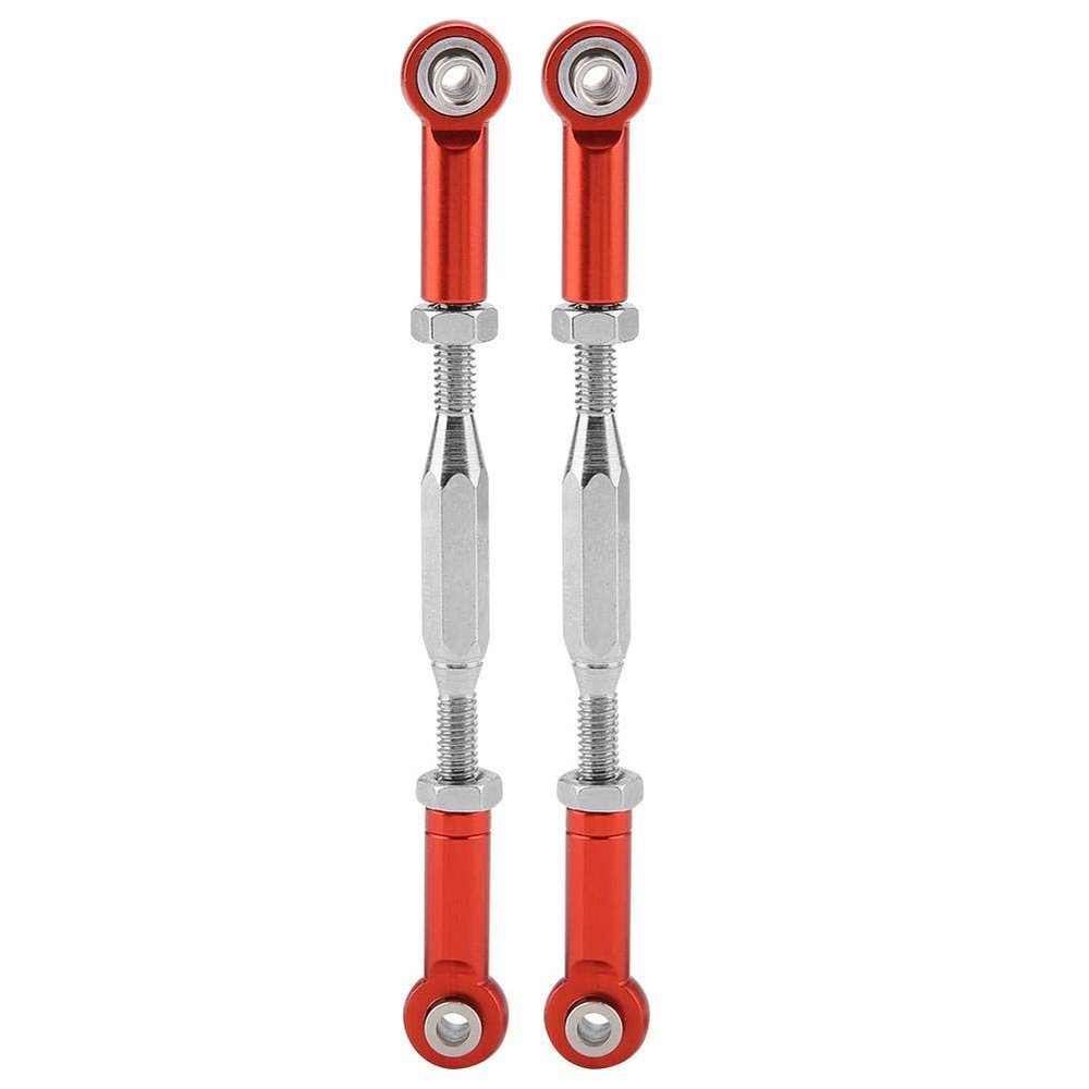 RC Truck Steering Rods, 2 Pcs Aluminium Alloy Steering Linkage Rods for Slash 1/10 Scale RC Truck Remote Control Car Spare Part Accessory (Red)