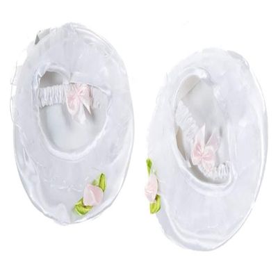 White Satin Ballet Slippers with Rose Fits Most Stuffed Animals 14" to 18"