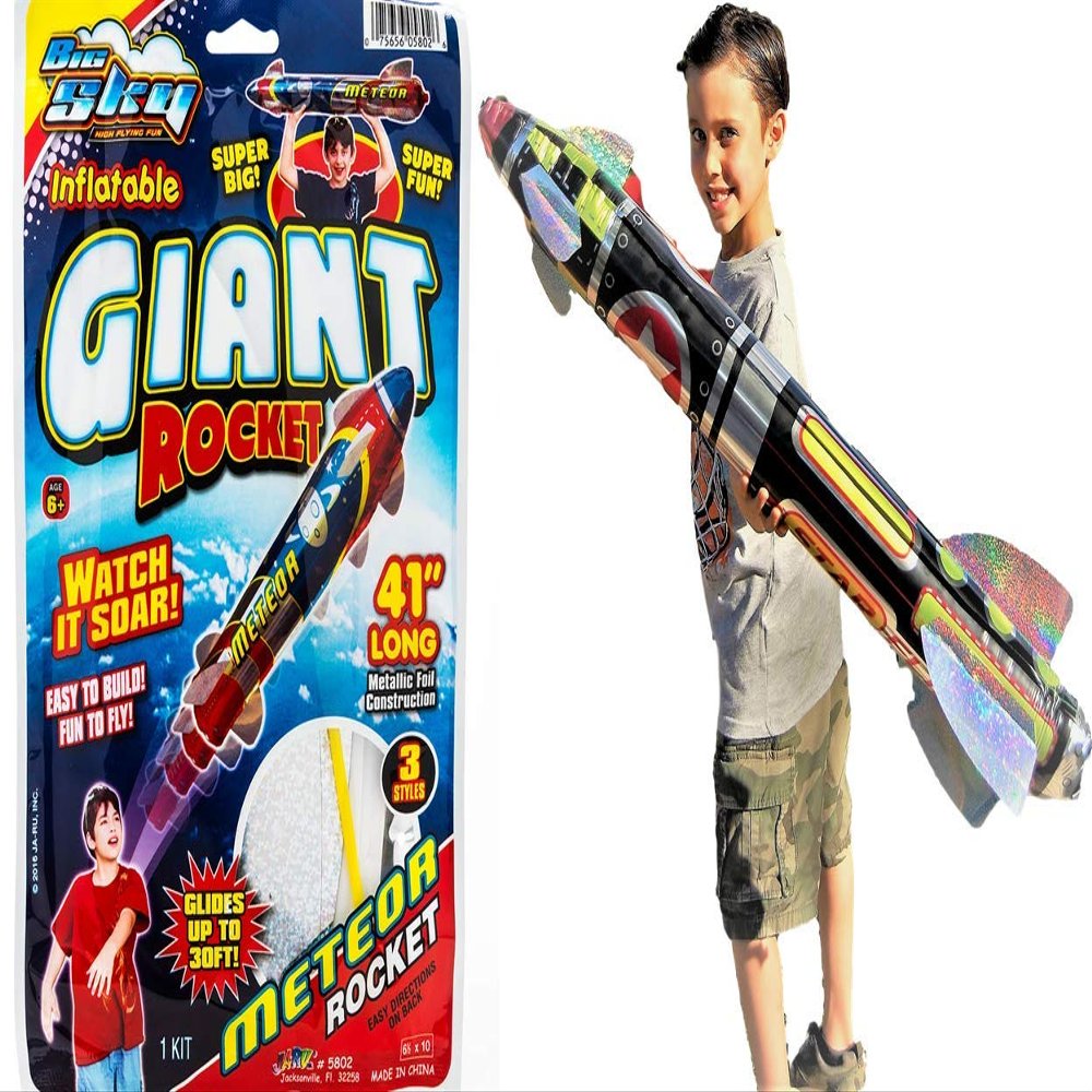 JA-RU Giant 41" Inflatable Rocket Ship Toy (1 Unit) Space Themed Party Decorations for Kids. Inflatable Pool Accessories. Solar System Toys & Astronaut Party Favors. 5802-1