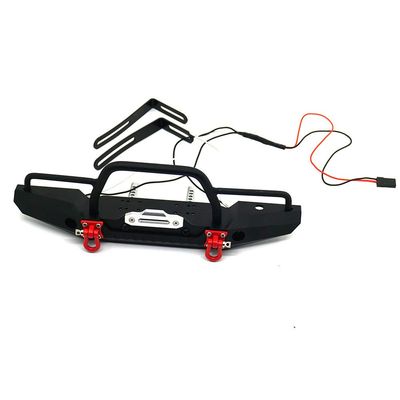 LAFEINA Metal Front Bumper with 2 LED Lights Lamp for 1/10 Scale RC Crawler Remote Control Car TRX-4 Accessory