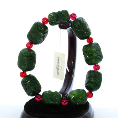 0.9" Bangle Bracelet China Certified Nature Hetian Nephrite Jade Arhat Hand Carved Bangle Bracelet 3780