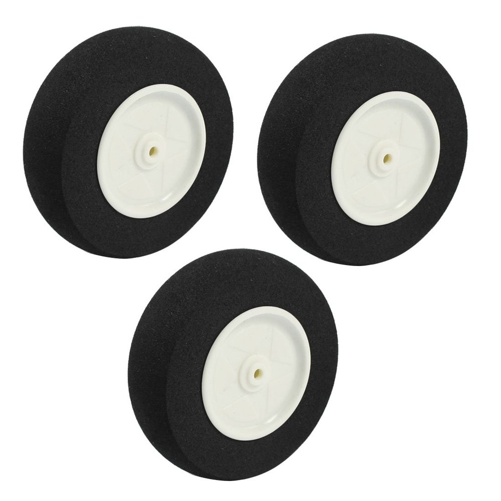 Aexit 3pcs RC Electrical equipment Model Toys Aircraft Plastic Hub Sponge Spoke Wheel Tire 60mm x 18mm