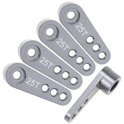 5-Pack Aluminum 28.5mm 25T Teeth Tooth Steering Half Servo Arm Horn for 1/10 Rc Hobby Model Car/Boat Futaba Traxxas Slash, Cojoys (Titanium)