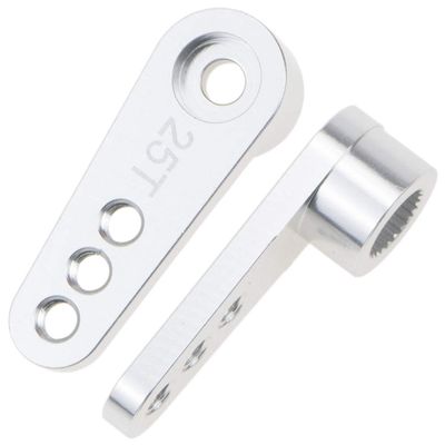 Aluminum 28.5mm 25T Teeth Tooth Steering Half Servo Arm Horn 2-Pack for 1/10 Rc Hobby Model Car/Boat Futaba Traxxas Slash, Cojoys (Silver)