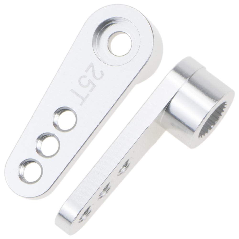 Aluminum 28.5mm 25T Teeth Tooth Steering Half Servo Arm Horn 2-Pack for 1/10 Rc Hobby Model Car/Boat Futaba Traxxas Slash, Cojoys (Silver)