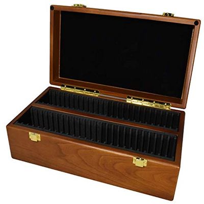 Certified Wood Teak Finish Fifty-Coin Storage/Display Box for PCGS/NGC/Premier/Ursae Minoris Holders