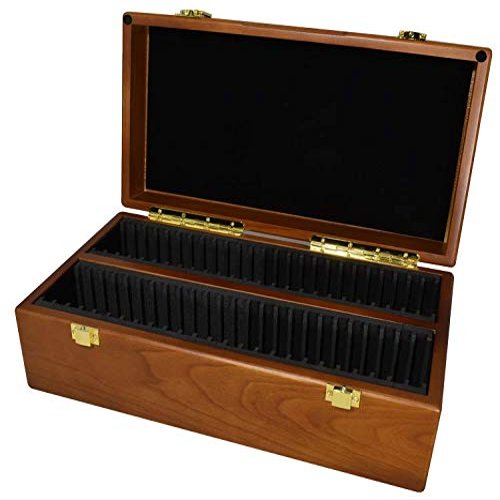 Certified Wood Teak Finish Fifty-Coin Storage/Display Box for PCGS/NGC/Premier/Ursae Minoris Holders