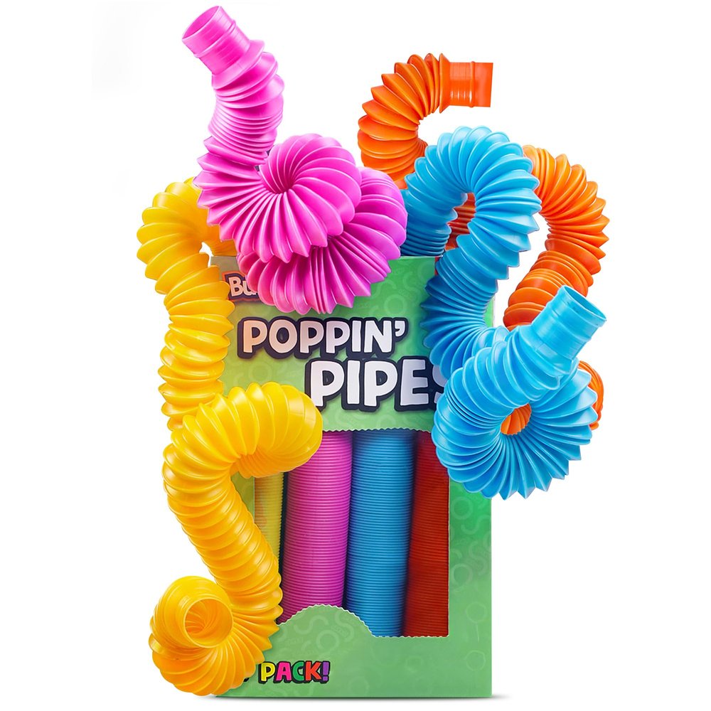 BUNMO Pop Tubes - Sensory Toys - Fidget Toys - Imaginative Play & Stimulating Creative Learning - Hours of Fun for Kids - Tons of Ways to Play - Non-Mouthable Toy 3+ - 8 Pack Large