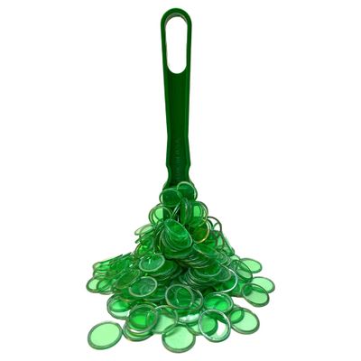 MR CHIPS Made in USA Upgraded Bingo Magnetic Wand & 200 Pieces Inch Green Plastic Chips with Metal Rings - Support American Jobs