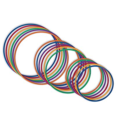 S&S Worldwide No-Knott Hoops Easy Pack, Medium Blue, Heavy Duty Institutional Quality for Hula, Exercise, Games and PE, 6 Each in 24", 30" and 36", Pack of 18