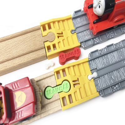 TrainLab Adapters Compatible with Thomas Take-n-Play to Wooden Railway Train Track Adapters with Dog Bones (Gold)
