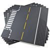 Apostrophe Games Road Baseplate  Premium Building Blocks Base Plates Compatible with All Major Brands  6pcs Baseplate Gray with Road Design  Straight, Curve, Crossroad, T-Junction view 1