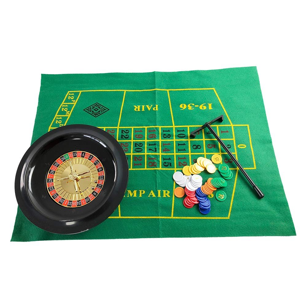 YH Poker 10-Inch Roulette Wheel Game Set with 1 Roulette Wheel,60 Chips, 2 Roulette Balls, Mini Roulette Felt(14x30 in), 1 Roulette Rake