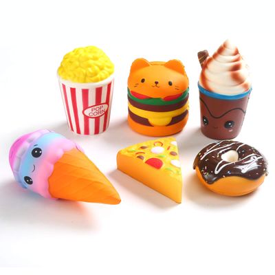 6pcs Slow Rising squishies Squishy Toys Jumbo squishies, Hamburger Popcorn Cake Ice Cream Pizza Kawaii Squishy Toys or Stress Relief Squeeze Toys Party Favors for Kids Adults Decorative Props