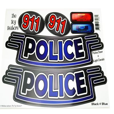 Toy Restore Black & Blue Police Sticker for Little Tikes Cozy Coupe Cop Car 911