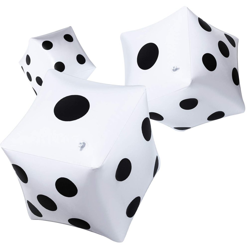 3 Pack Large Inflatable Dice Jumbo Giant Inflatable Dice for Indoor Outdoor Broad Game Ludo Pool Party Favor(12 Inch,White)
