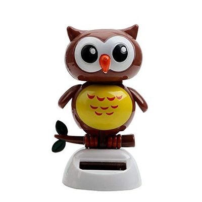 Zereff Cute Owl Birds Car Ornament Solar Powered Swing Doll Dashboard Decoration Dancing Shaking Head Car Styling Auto Accessories - (Color Name: Coffee)