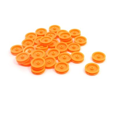Aexit 30 Pcs Electrical equipment 2mm Hole Orange Plastic Belt Pulley for DIY RC Toy Car Airplane