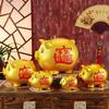 15" Gold Pig Lucky Porcelain Fortune Pig Money Box Piggy Bank view 3