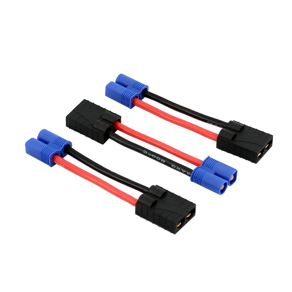 3pcs Compatible with TRX Female to EC3 Male Connector Adapter with 14awg 5cm/2inch Wire(BDHI-07)