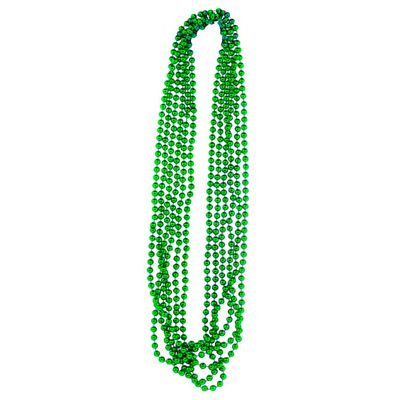 PMU 12 Pcs Green Metallic Beads Necklaces for Mardi Gras, Christmas, New Year's Day, Carnival Party Favors