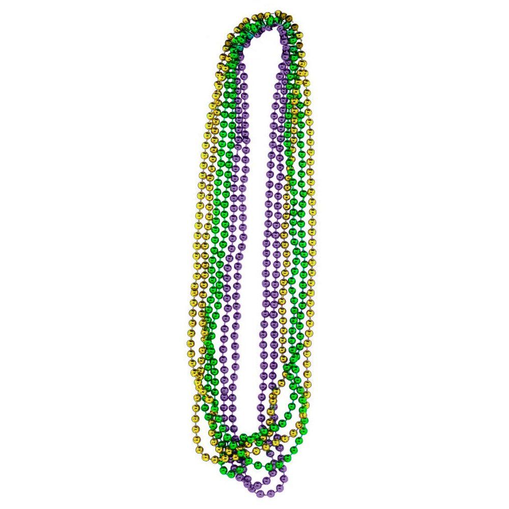 PMU Bachelorette Beads 33 Inch Gold, Green and Purple Metallic (2x6) 12pc