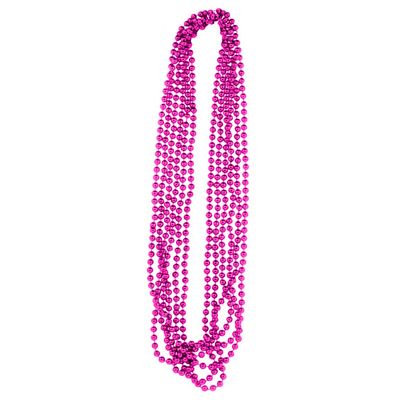 PMU 12 Pcs Hot Pink Metallic Beads Necklaces for Mardi Gras, Christmas, New Year's Day, Carnival Party Favors