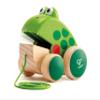 Hape Frog Pull-Along | Wooden Frog Fly Eating Pull Toddler Toy, Bright Colors view 1