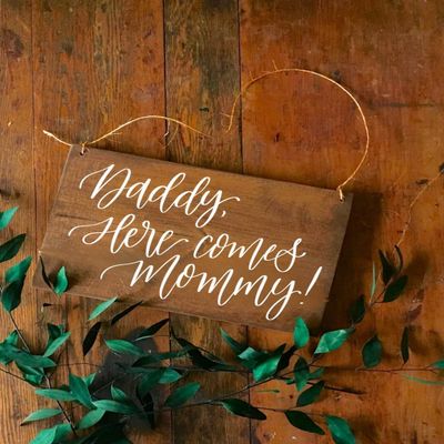 Daddy Here Comes Mommy Ring Down The Aisle Wedding Wood Sign Wedding Wooden Sign Country Wedding Here She Comes
