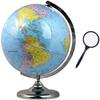 GeoKraft 12 Inch Educational Laminated Globe with Steel Finish Arc and Base with Magnifying Glass/World Globe/Home Decor/Office Decor/Gift Item/Birthday Gift view 1
