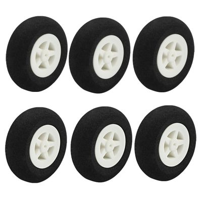 Aexit 6pcs RC Electrical equipment Electric Airplane Plastic Hub Landing Sponge Tire Wheel 35mm 1.4"