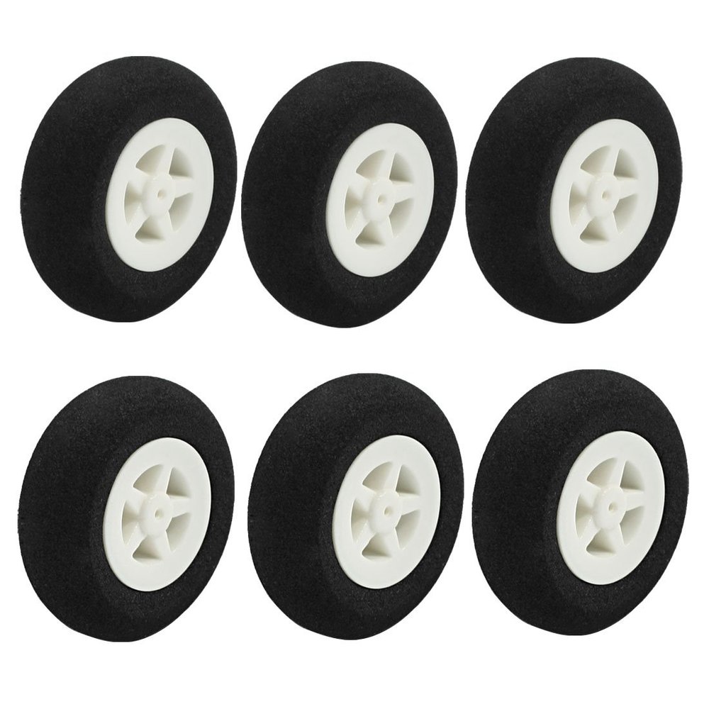 Aexit 6pcs RC Electrical equipment Electric Airplane Plastic Hub Landing Sponge Tire Wheel 35mm 1.4"