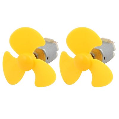 Aexit 2Pcs DC1.5V Electrical equipment 21000RPM High Torque Motor 4 Vanes 50mm Dia DIY RC Propeller Yellow