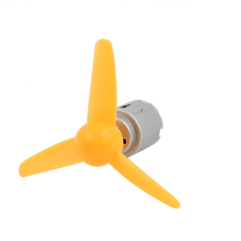 Aexit DC 3.0V Electrical equipment 0.15A 11000RPM Motor 80mm 3-Vanes Pointed Propeller Yellow
