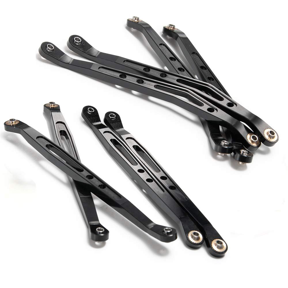 8 Pcs Aluminum Linkage Rod Arm Set/Upper and Lower Suspension Links Set of 8 for 1/10 Axial Wraith 90018 RC Truck (Black, Type B)