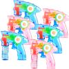 6 Pcs Bubble Gun Shooter LED Light up(no Batteries Needed), Wind up Operated Bubbles Blaster Blower with Bottle Solutions, Bubble Blowing Toy kit for Kid Boy and Girl Outdoor Summer Game Party Favor view 1