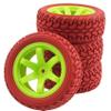 LAFEINA 75mm Rubber Tires and 6 Spokes Green Plastic Wheel Rims for 1/10 Scale HSP 94123 HPI Kyosho Tamiya RC On Road Car 1:16 Rally Car (Red) view 1