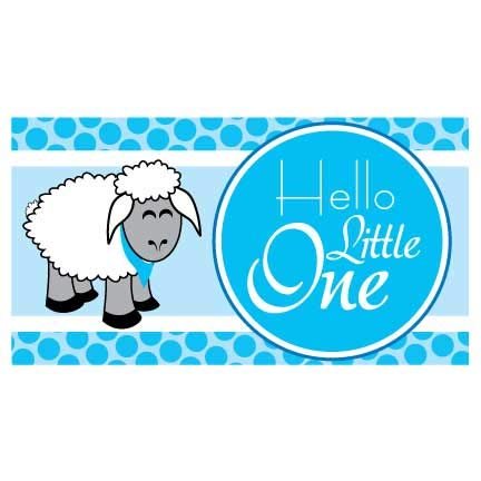 VictoryStore Baby Shower Decorations: Hello Little One Baby Shower Banner - Baby Sheep Waterproof Vinyl Banner (Blue, 4 feet Tall)
