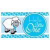 VictoryStore Baby Shower Decorations: Hello Little One Baby Shower Banner - Baby Sheep Waterproof Vinyl Banner (Blue, 4 feet Tall) view 1