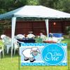 VictoryStore Baby Shower Decorations: Hello Little One Baby Shower Banner - Baby Sheep Waterproof Vinyl Banner (Blue, 4 feet Tall) view 2