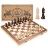 ASNEY Upgraded Magnetic Chess Set, 15" Tournament Staunton Wooden Chess Board Game Set with Magnets, Crafted Chesspiece ans Storage Slots for Kids Adult, Includes Extra Queens view 2