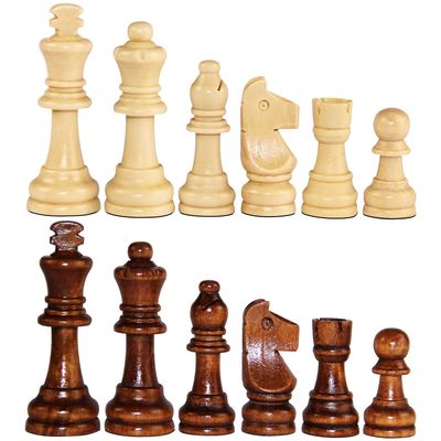 ASNEY Wooden Chess Pieces, Tournament Staunton Wood Chessmen Pieces Only, 3.15 King Figures Chess Game Pawns Figurine Pieces, Includes Storage Bag